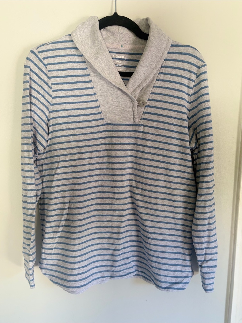 J. Crew Striped Shawl Collar Long-Sleeve Sweatshirt- Costal Comfort